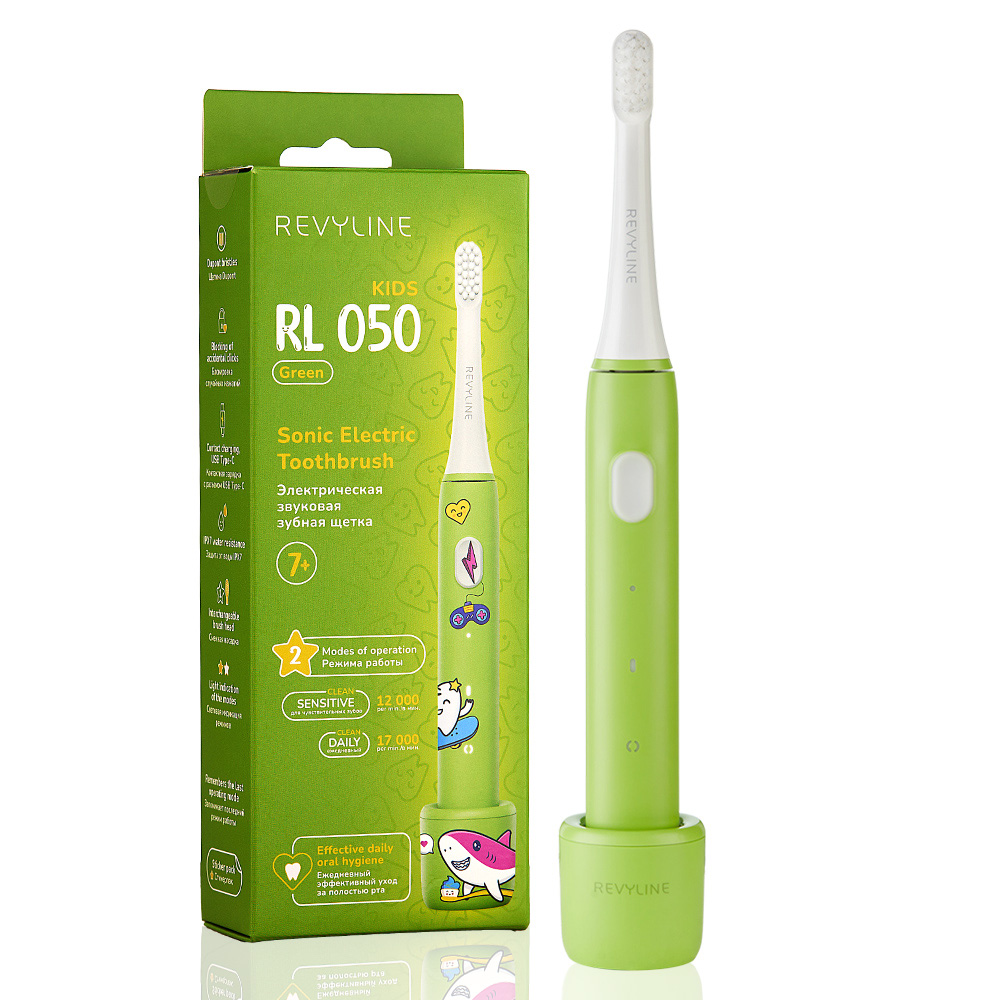 Электрическая звуковая зубная щётка Revyline RL 050 Kids Green 2390₽
