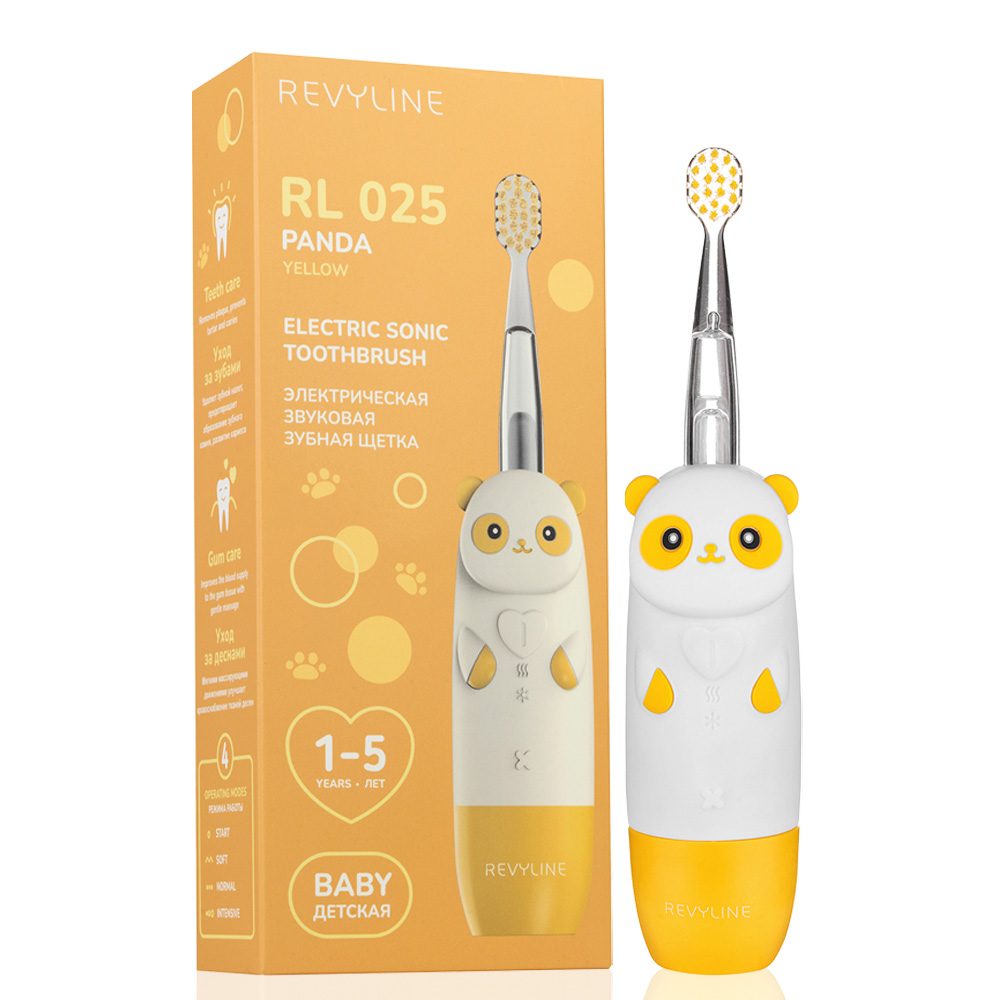 Электрическая звуковая зубная щетка Revyline RL 025 Panda желтая 2490₽
