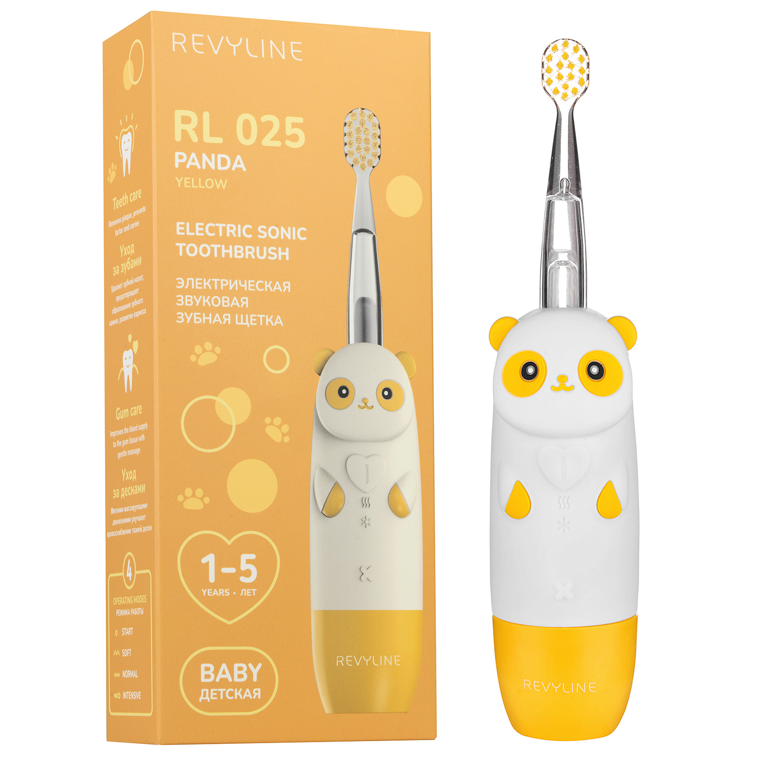 Электрическая звуковая зубная щетка Revyline RL 025 Panda желтая 2490₽