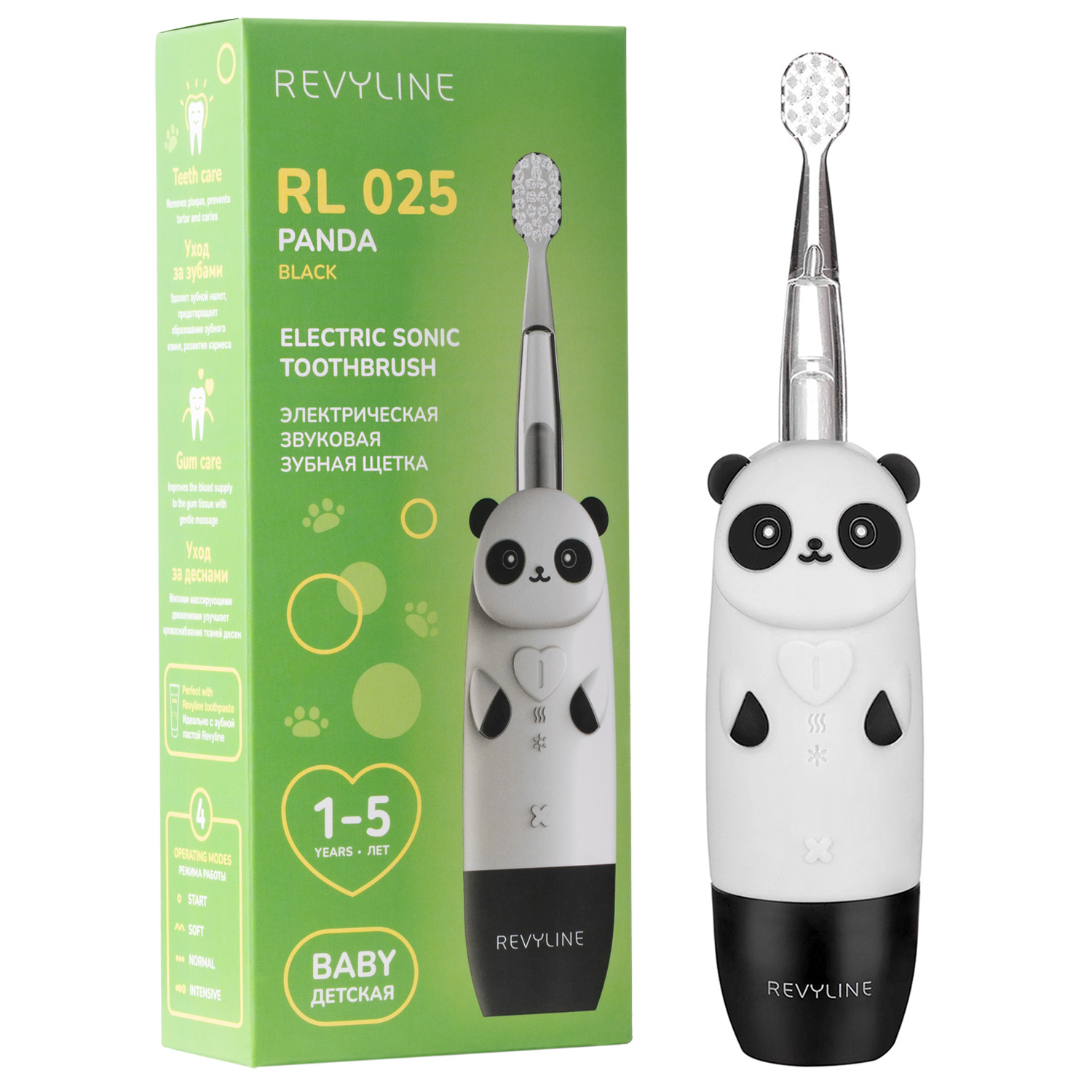 Электрическая звуковая зубная щетка Revyline RL 025 Panda черная 1990₽