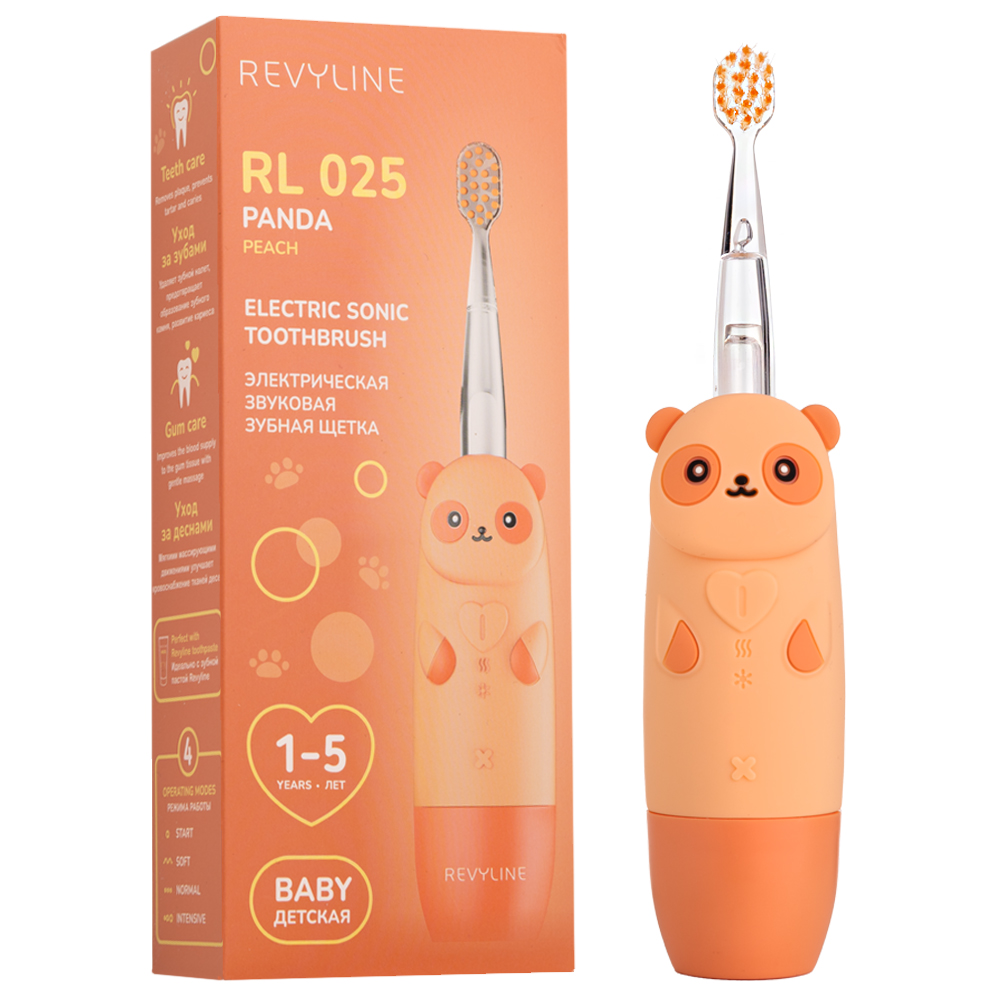 

Электрическая звуковая зубная щетка Revyline RL 025 Panda, персиковая