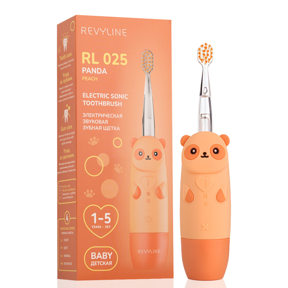Электрическая звуковая зубная щетка Revyline RL 025 Panda персиковая 2290₽