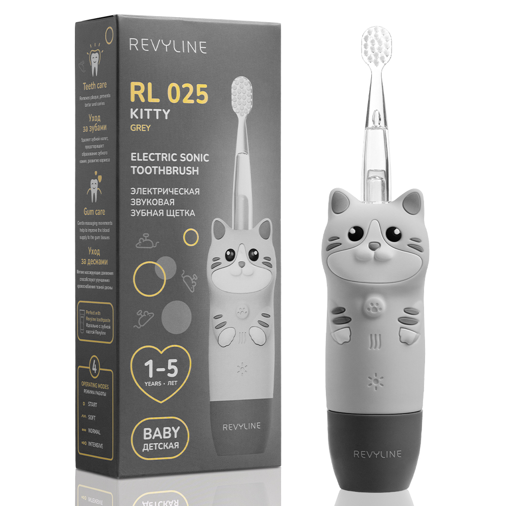 Электрическая звуковая зубная щётка Revyline RL 025 Baby Kitty, Grey