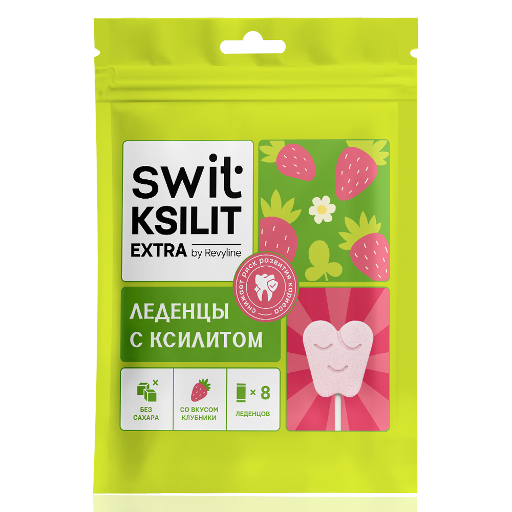 Леденцы на палочке Swit by Revyline Ksilit Extra Клубника 8 шт 790₽