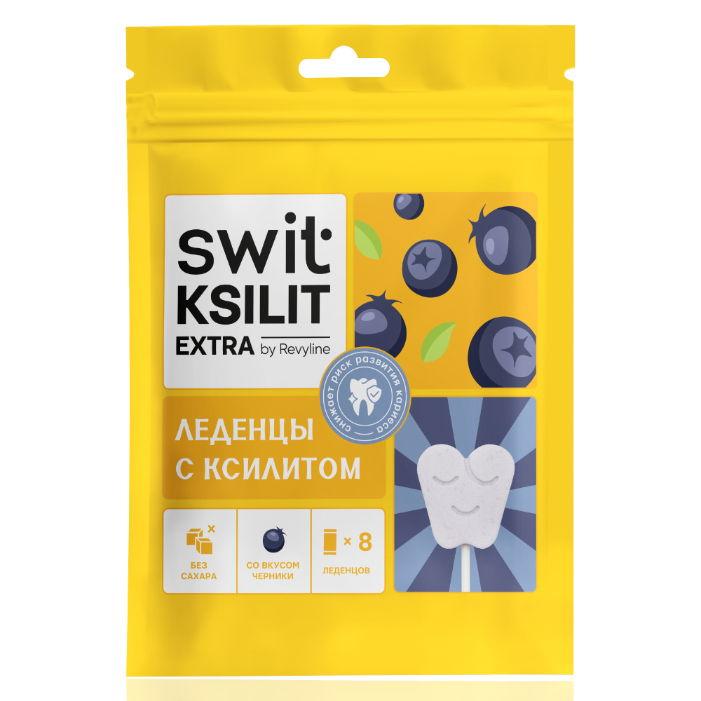 Леденцы на палочке Swit by Revyline Ksilit Extra Черника 8 шт 790₽