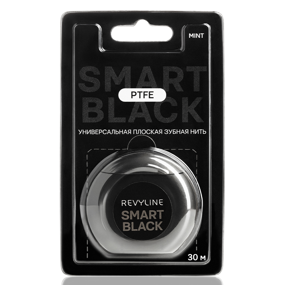 Зубная нить вощеная Revyline PTFE Smart Black, мятная, 30 м